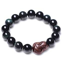 MyrXFb Kristall-Armband, schwarzes Obsidian-Armband, natürliches Regenbogen-Augen-Obsidian-Fuchs-Armband for Damen von MyrXFb