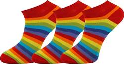Mysocks, Herren-Damen-Sneakersocken, Feine Baumwolle, Nahtlose Spitze 3 Paar Regenbogen von Mysocks