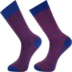 Mysocks 2 Paar Herren Socken aus extra feiner gekämmter Baumwolle Indigo Rot von Mysocks