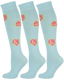 Mysocks 3 Paare Kniestrümpfe Blume Socken Blau Rose von Mysocks