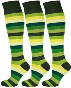 Mysocks 3 Paare Unisex Kniestrümpfe lange Socken Streifen Grün Multi von Mysocks