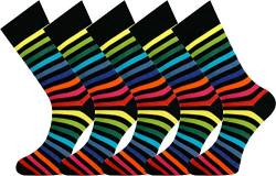 Mysocks 5 Paar Streifen Dark Rainbow Herren Socken Stretch Baumwolle Hand verbunden Toe Größe 40-45 von Mysocks