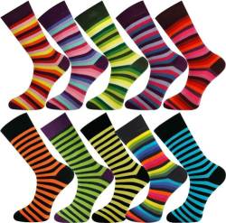 Mysocks Extra Feine Baumwolle, Nahtlose Zehenpartie, Gestreifte Socken 10 Paare Bulk 41-46 von Mysocks