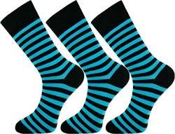 Mysocks Extra Feine Baumwolle, Nahtlose Zehenpartie, Gestreifte Socken 3 Paare Streifen Blau Schwarz 37-41 von Mysocks