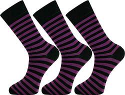 Mysocks Extra Feine Baumwolle, Nahtlose Zehenpartie, Gestreifte Socken 3 Paare Streifen lila Schwarz 41-46 von Mysocks