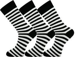 Mysocks Extra Feine Baumwolle, Nahtlose Zehenpartie, Gestreifte Socken 3 Paare Streifen weiß schwarz 37-41 von Mysocks