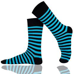 Mysocks Extra Feine Baumwolle, Nahtlose Zehenpartie, Gestreifte Socken Streifen Blau Schwarz 37-41 von Mysocks