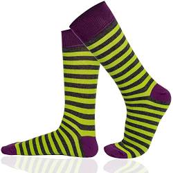 Mysocks Extra Feine Baumwolle, Nahtlose Zehenpartie, Gestreifte Socken Streifen Limette und Anthrazit 41-46 von Mysocks