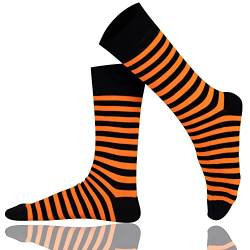 Mysocks Extra Feine Baumwolle, Nahtlose Zehenpartie, Gestreifte Socken Streifen Orange schwarz 41-46 von Mysocks