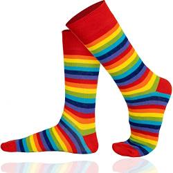 Mysocks Extra Feine Baumwolle, Nahtlose Zehenpartie, Gestreifte Socken Streifen Regenbogen 41-46 von Mysocks