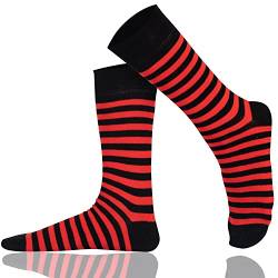 Mysocks Extra Feine Baumwolle, Nahtlose Zehenpartie, Gestreifte Socken Streifen rot schwarz 41-46 von Mysocks