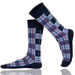 Mysocks Extra Feine Baumwolle, Nahtlose Zehenpartie, Gestreifte Socken Überprüft Marine 41-46 von Mysocks