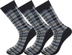 Mysocks Herren-Damen-Socken aus Extra Feiner Gekämmter Baumwolle, Schottisches Tartan-Design, Nahtlose Spitze, 3 Paar Grau von Mysocks