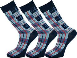 Mysocks Herren-Damen-Socken aus Extra Feiner Gekämmter Baumwolle, Schottisches Tartan-Design, Nahtlose Spitze, 3 Paar Marine von Mysocks