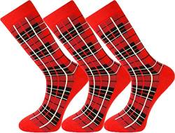 Mysocks Herren-Damen-Socken aus Extra Feiner Gekämmter Baumwolle, Schottisches Tartan-Design, Nahtlose Spitze, 3 Paar Rot von Mysocks