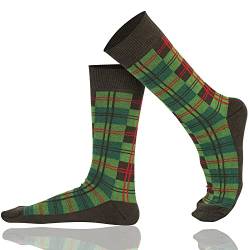 Mysocks Herren-Damen-Socken aus Extra Feiner Gekämmter Baumwolle, Schottisches Tartan-Design, Nahtlose Spitze, Grün von Mysocks