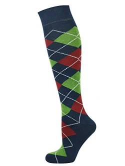 Mysocks Kinder Kniestrümpfe Socken Argyle Navy Rot Grün von Mysocks