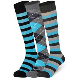 Mysocks Kniestrümpfe Damen Kniestrümpfe Herren - Unisex Knee High Socks Knie Strümpfe - Gekämmte Baumwolle Knie Strümpfe, 3 Paare Multi Design 03, 37-41 von Mysocks