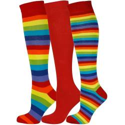 Mysocks Kniestrümpfe Damen Kniestrümpfe Herren - Unisex Knee High Socks Knie Strümpfe - Gekämmte Baumwolle Knie Strümpfe, 3 Paare Multi Design 05, 42-46 von Mysocks