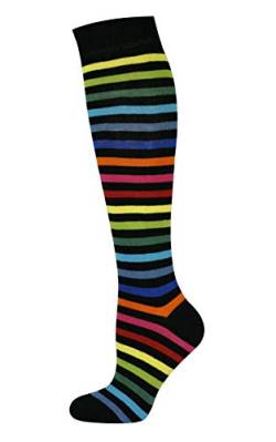 Mysocks Kniestrümpfe Streifen Neuer dunkler Regenbogen Dünn 42-46 von Mysocks