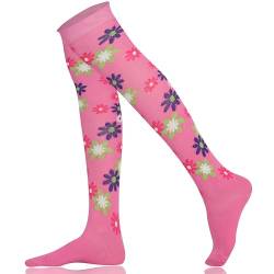 Mysocks Über das Knie Socken Blumenmuster Rosa Kalk Lila von Mysocks