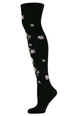 Mysocks Über das Knie Socken Blumenmuster Schwarze Blumenrebe von Mysocks