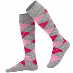 Mysocks Unisex Kniestrümpfe Argyle Socken Asche Fuchsie Rosa von Mysocks