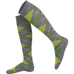 Mysocks Unisex Kniestrümpfe Argyle Socken Grün und Kalk auf Anthrazit von Mysocks