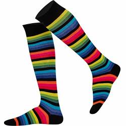 Mysocks Unisex Kniestrümpfe lange Socken Streifen Dunkler Regenbogen dünn von Mysocks