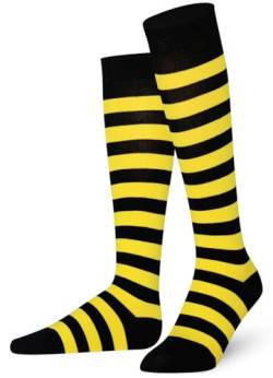 Mysocks Unisex Kniestrümpfe lange Socken Streifen Gelb Schwarz von Mysocks