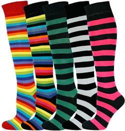 Mysocks Unisex Kniestrümpfe lange Socken Streifen Multi 505 von Mysocks