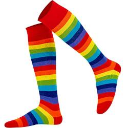 Mysocks Unisex Kniestrümpfe lange Socken Streifen Regenbogen dick von Mysocks