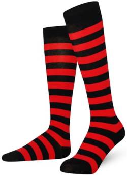 Mysocks Unisex Kniestrümpfe lange Socken Streifen rot schwarz von Mysocks