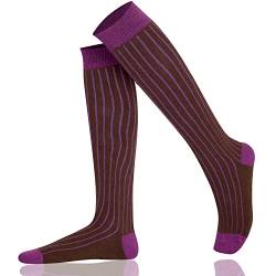 Mysocsk Unisex gerippte Kniestrümpfe Braun Lila von Mysocks