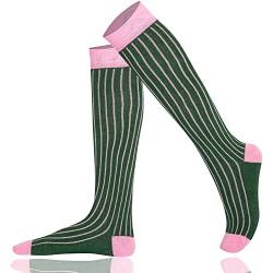 Mysocsk Unisex gerippte Kniestrümpfe Kieferngrünes Rosa von Mysocks