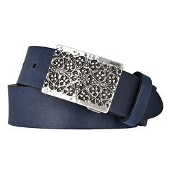 Mytem-Gear Damen Leder Gürtel Koppelschließe Belt Ledergürtel Rindleder 35 mm Damengürtel (95, Blau) von Mytem-Gear