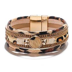 Myya Damen-Armband mit Tier-Geparden-Druck, Magnetverschluss, Schmuck, Leopardenmuster, gewickeltes Armband von Myya