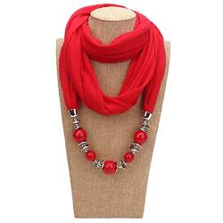 Myya Damen-Halstuch, Schal, Halsketten, Perlen, einfarbig, Schmuckschal von Myya