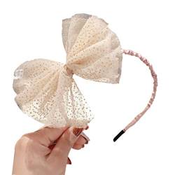 Myya Kinder Mädchen Prinzessin Spitze Haarband Sweet Glitter Pailletten Big Mesh Bowknot Haarreifen Geburtstag Party Wrapped Cloth Headdress von Myya