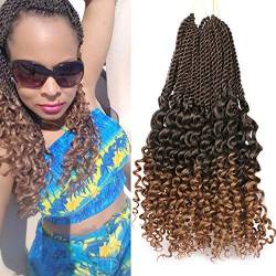 18 Zoll gewelltes senegalesisches Twist Crochet Hair 5 Stück/Lot Braids Curly Ends Synthetische Haarverlängerungen Kanekalon Curly Crochet Twist Braiding Hair(5pcs, t27) von "N/A"