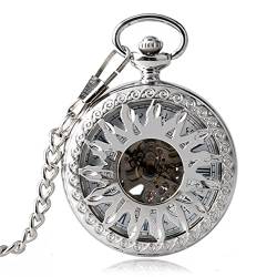 Herren- und Damenaccessoires Automatische mechanische Steampunk Fob Taschenuhr Halskette Stilvolle Hollow Sun Case Kette Selbstaufzug Herrenuhren Hochzeitstag Vatertag Weihnachten Geburtstagsgeschenk von N/Ａ