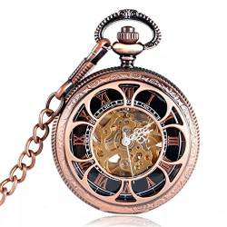 Herren- und Damenaccessoires Vintage Taschenuhr Skelett Blumen Design Taschenuhr Kette Automatische Mechanische Taschenuhr Geschenk für Männer Hochzeitstag Vatertag Weihnachten Geburtstagsgeschenk von N/Ａ