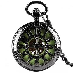 N/Ａ Arabische Ziffern Skeleton Mechanische Handaufzug Taschenuhr Leuchtendes Zifferblatt Display Antikes Handwerk Taschenuhr Hochzeitstag Vatertag Weihnachten Geburtstagsgeschenk von N/Ａ