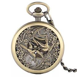 N/Ａ Automatische Elster Geschenk Stilvolle Taschenuhr Vintage Mode Männer Kette Anhänger Retro Fob Cool Mechanical Steampunk Skeleton Hochzeitstag Vatertag Weihnachten Geburtstagsgeschenk von N/Ａ