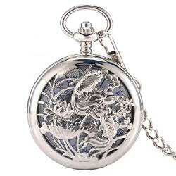 N/Ａ Gravierte Hohle Goldfische Muster Mechanische Handaufzug Taschenuhr Antiker Anhänger Manueller Mechanismus Taschenuhr Geschenke Hochzeitstag Vatertag Weihnachten Geburtstagsgeschenk von N/Ａ