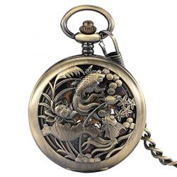 N/Ａ Gravierte Hohle Goldfische Muster Mechanische Handaufzug Taschenuhr Antiker Anhänger Manueller Mechanismus Taschenuhr Geschenke Hochzeitstag Vatertag Weihnachten Geburtstagsgeschenk von N/Ａ