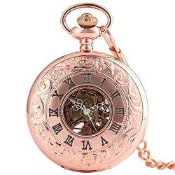 N/Ａ Herren- und Damenaccessoires Mode Rose Golden Mechanische Handaufzug Taschenuhren Halskette Skeleton Dial Steampunk Uhr Geschenke Artikel Hochzeitstag Vatertag Weihnachten Geburtstagsgeschenk von N/Ａ