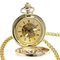 N/Ａ Herren- und Damenaccessoires Retro Mechanische Taschenuhr für Männer Golden Silver Fob Uhren Frauen Halskette Anhänger Uhr Geschenk Steampunk Hochzeitstag Vatertag Weihnachten Geburtstagsgeschenk von N/Ａ