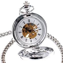 N/Ａ Herren- und Damenaccessoires Retro Mechanische Taschenuhr für Männer Golden Silver Fob Uhren Frauen Halskette Anhänger Uhr Geschenk Steampunk Hochzeitstag Vatertag Weihnachten Geburtstagsgeschenk von N/Ａ