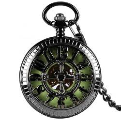 N/Ａ Mechanische Taschenuhr mit Automatikaufzug Schwarz/Grün Arabische Ziffern Zifferblatt Automatische Taschenuhr Steampunk Anhänger Uhr Geschenk Hochzeitstag Vatertag Weihnachten Geburtstagsgeschenk von N/Ａ